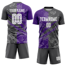 Load image into Gallery viewer, Custom Graffiti Pattern Steel Gray-Purple Scratch Sublimation Soccer Uniform Jersey
