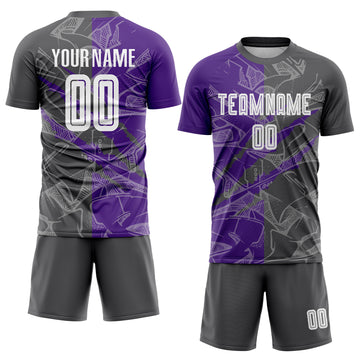 Custom Graffiti Pattern Steel Gray-Purple Scratch Sublimation Soccer Uniform Jersey