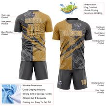 Charger l&#39;image dans la galerie, Custom Graffiti Pattern Old Gold-Steel Gray Scratch Sublimation Soccer Uniform Jersey
