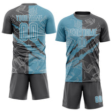 Load image into Gallery viewer, Custom Graffiti Pattern Shadow Blue-Steel Gray Scratch Sublimation Soccer Uniform Jersey
