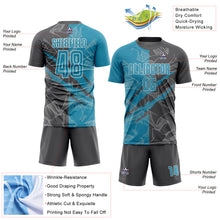 Charger l&#39;image dans la galerie, Custom Graffiti Pattern Panther Blue-Steel Gray Scratch Sublimation Soccer Uniform Jersey
