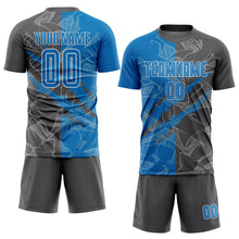 Load image into Gallery viewer, Custom Graffiti Pattern Blue-Steel Gray Scratch Sublimation Soccer Uniform Jersey
