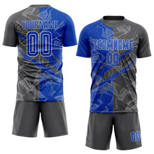 Charger l&#39;image dans la galerie, Custom Graffiti Pattern Thunder Blue-Steel Gray Scratch Sublimation Soccer Uniform Jersey
