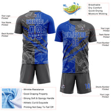 Charger l&#39;image dans la galerie, Custom Graffiti Pattern Thunder Blue-Steel Gray Scratch Sublimation Soccer Uniform Jersey
