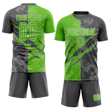 Custom Graffiti Pattern Aurora Green-Steel Gray Scratch Sublimation Soccer Uniform Jersey