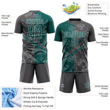 Charger l&#39;image dans la galerie, Custom Graffiti Pattern Midnight Green-Steel Gray Scratch Sublimation Soccer Uniform Jersey
