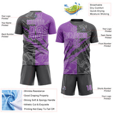 Charger l&#39;image dans la galerie, Custom Graffiti Pattern Medium Purple-Steel Gray Scratch Sublimation Soccer Uniform Jersey
