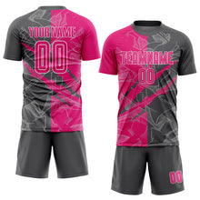 Laden Sie das Bild in den Galerie-Viewer, Custom Graffiti Pattern Hot Pink-Steel Gray Scratch Sublimation Soccer Uniform Jersey
