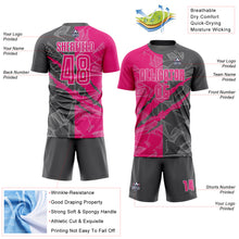 Загрузить изображение в средство просмотра галереи, Custom Graffiti Pattern Hot Pink-Steel Gray Scratch Sublimation Soccer Uniform Jersey
