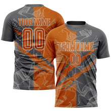 Load image into Gallery viewer, Custom Graffiti Pattern Texas Orange-Steel Gray Scratch Sublimation Soccer Uniform Jersey
