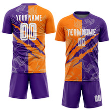 Charger l&#39;image dans la galerie, Custom Graffiti Pattern Bay Orange-Purple Scratch Sublimation Soccer Uniform Jersey
