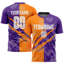 Charger l&#39;image dans la galerie, Custom Graffiti Pattern Bay Orange-Purple Scratch Sublimation Soccer Uniform Jersey
