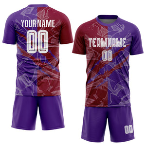 Custom Graffiti Pattern Maroon-Purple Scratch Sublimation Soccer Uniform Jersey