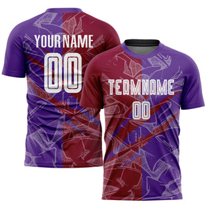 Custom Graffiti Pattern Maroon-Purple Scratch Sublimation Soccer Uniform Jersey