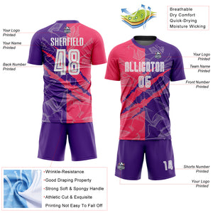 Custom Graffiti Pattern Neon Pink-Purple Scratch Sublimation Soccer Uniform Jersey