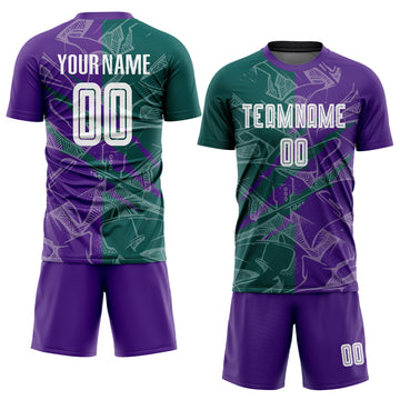 Custom Graffiti Pattern Midnight Green-Purple Scratch Sublimation Soccer Uniform Jersey