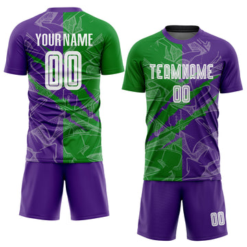 Custom Graffiti Pattern Grass Green-Purple Scratch Sublimation Soccer Uniform Jersey