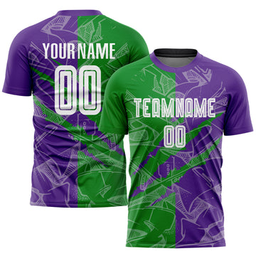 Custom Graffiti Pattern Grass Green-Purple Scratch Sublimation Soccer Uniform Jersey