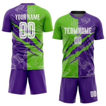 Custom Graffiti Pattern Aurora Green-Purple Scratch Sublimation Soccer Uniform Jersey