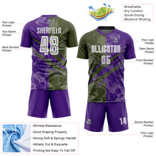 Load image into Gallery viewer, Custom Graffiti Pattern Olive-Purple Scratch Sublimation Soccer Uniform Jersey
