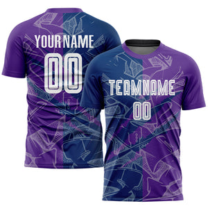 Custom Graffiti Pattern US Navy Blue-Purple Scratch Sublimation Soccer Uniform Jersey