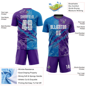 Custom Graffiti Pattern Blue-Purple Scratch Sublimation Soccer Uniform Jersey