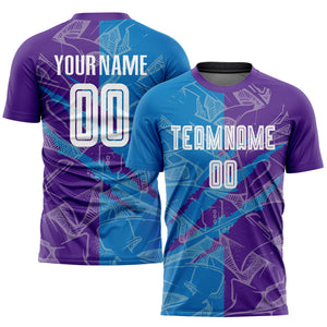 Custom Graffiti Pattern Blue-Purple Scratch Sublimation Soccer Uniform Jersey