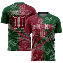 Charger l&#39;image dans la galerie, Custom Graffiti Pattern Crimson-Green Scratch Sublimation Soccer Uniform Jersey
