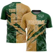 Charger l&#39;image dans la galerie, Custom Graffiti Pattern Old Gold-Green Scratch Sublimation Soccer Uniform Jersey
