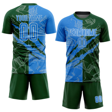 Custom Graffiti Pattern Powder Blue-Green Scratch Sublimation Soccer Uniform Jersey