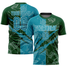 Charger l&#39;image dans la galerie, Custom Graffiti Pattern Teal-Green Scratch Sublimation Soccer Uniform Jersey
