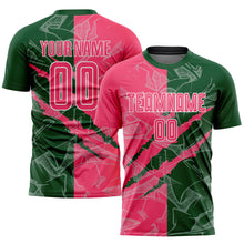 Загрузить изображение в средство просмотра галереи, Custom Graffiti Pattern Neon Pink-Green Scratch Sublimation Soccer Uniform Jersey
