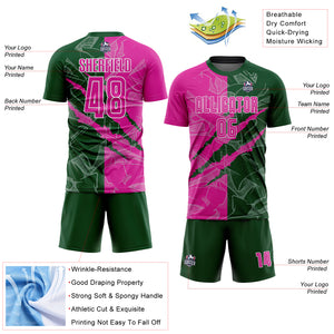 Custom Graffiti Pattern Deep Pink-Green Scratch Sublimation Soccer Uniform Jersey