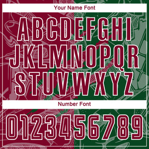 Custom Graffiti Pattern Maroon-Green Scratch Sublimation Soccer Uniform Jersey