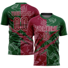 Charger l&#39;image dans la galerie, Custom Graffiti Pattern Maroon-Green Scratch Sublimation Soccer Uniform Jersey
