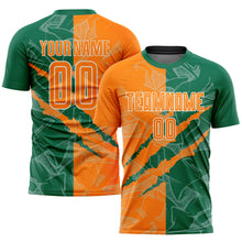 Charger l&#39;image dans la galerie, Custom Graffiti Pattern Bay Orange-Kelly Green Scratch Sublimation Soccer Uniform Jersey
