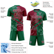 Charger l&#39;image dans la galerie, Custom Graffiti Pattern Maroon-Kelly Green Scratch Sublimation Soccer Uniform Jersey
