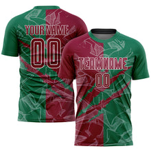 Charger l&#39;image dans la galerie, Custom Graffiti Pattern Maroon-Kelly Green Scratch Sublimation Soccer Uniform Jersey
