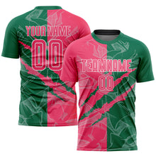 Charger l&#39;image dans la galerie, Custom Graffiti Pattern Neon Pink-Kelly Green Scratch Sublimation Soccer Uniform Jersey
