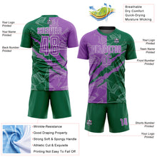 Charger l&#39;image dans la galerie, Custom Graffiti Pattern Medium Purple-Kelly Green Scratch Sublimation Soccer Uniform Jersey
