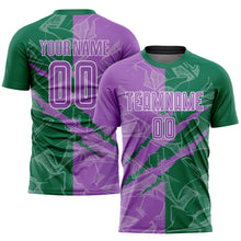 Charger l&#39;image dans la galerie, Custom Graffiti Pattern Medium Purple-Kelly Green Scratch Sublimation Soccer Uniform Jersey
