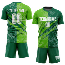 Charger l&#39;image dans la galerie, Custom Graffiti Pattern Aurora Green-Kelly Green Scratch Sublimation Soccer Uniform Jersey
