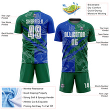 Charger l&#39;image dans la galerie, Custom Graffiti Pattern Thunder Blue-Kelly Green Scratch Sublimation Soccer Uniform Jersey
