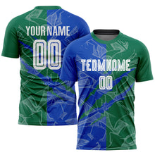 Charger l&#39;image dans la galerie, Custom Graffiti Pattern Thunder Blue-Kelly Green Scratch Sublimation Soccer Uniform Jersey
