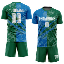 Charger l&#39;image dans la galerie, Custom Graffiti Pattern Blue-Kelly Green Scratch Sublimation Soccer Uniform Jersey
