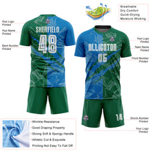 Charger l&#39;image dans la galerie, Custom Graffiti Pattern Blue-Kelly Green Scratch Sublimation Soccer Uniform Jersey
