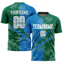 Charger l&#39;image dans la galerie, Custom Graffiti Pattern Blue-Kelly Green Scratch Sublimation Soccer Uniform Jersey
