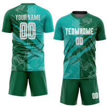 Загрузить изображение в средство просмотра галереи, Custom Graffiti Pattern Aqua-Kelly Green Scratch Sublimation Soccer Uniform Jersey
