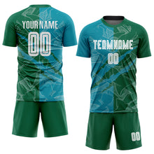 Charger l&#39;image dans la galerie, Custom Graffiti Pattern Teal-Kelly Green Scratch Sublimation Soccer Uniform Jersey
