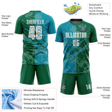 Charger l&#39;image dans la galerie, Custom Graffiti Pattern Teal-Kelly Green Scratch Sublimation Soccer Uniform Jersey
